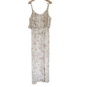 Show Me Your MuMu Caitlin Ruffle Dress Large White Pink Floral‎